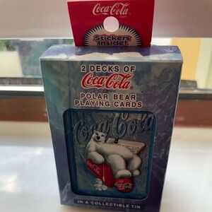 1998 Coca Cola 2 decks of Polar Bear Playing Cards in a collectible tin can